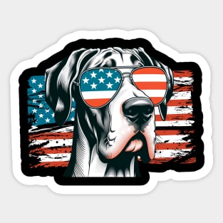 Great Dane Patriotic Sunglasses American Flag 4th of July Sticker